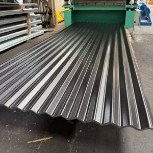 Corrugated Roofing Sheets | Galvanised & Black Plastisol Mix | B-Grade | 0.7mm Thick | 10ft Length